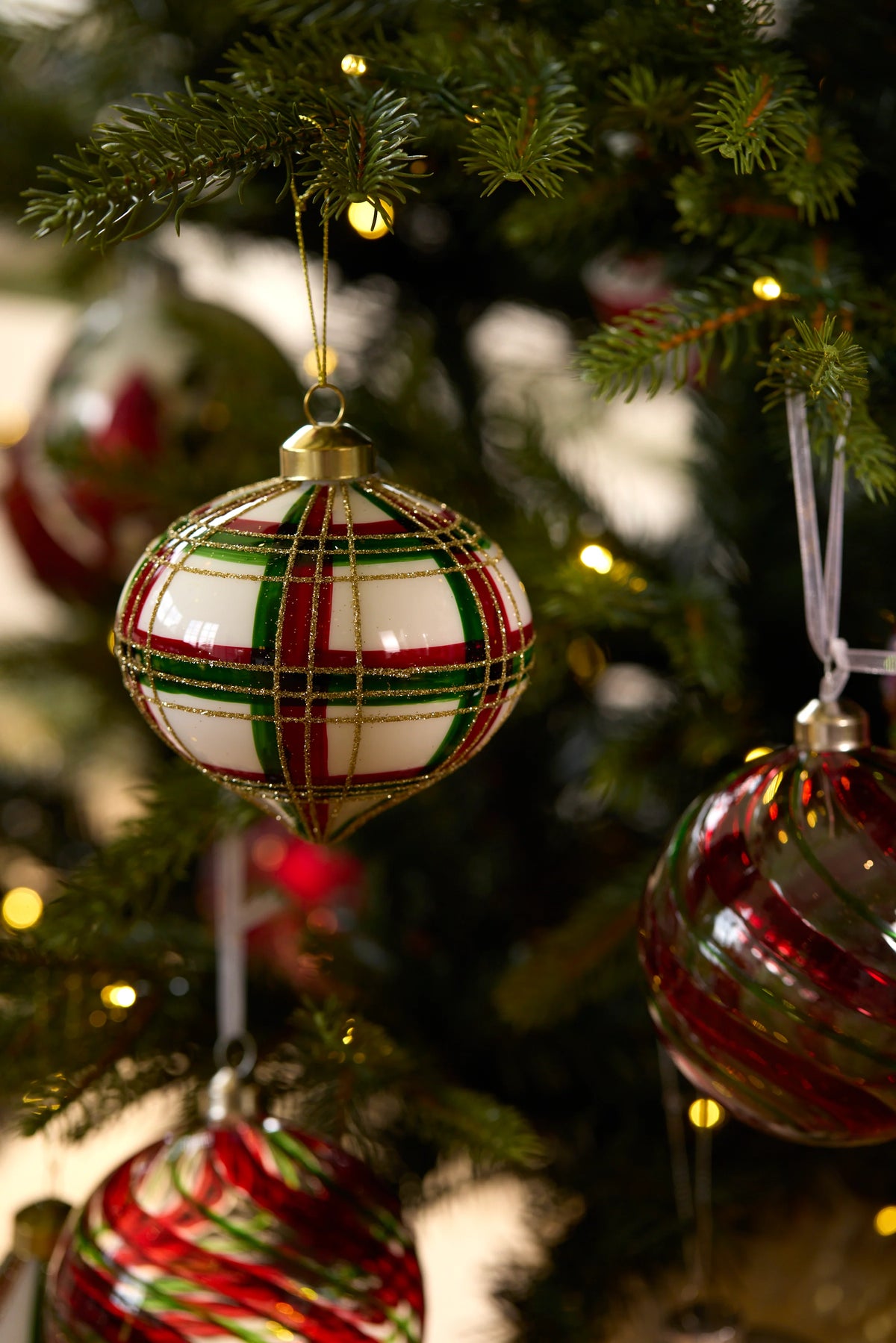 Modern Tartan Onion Bauble