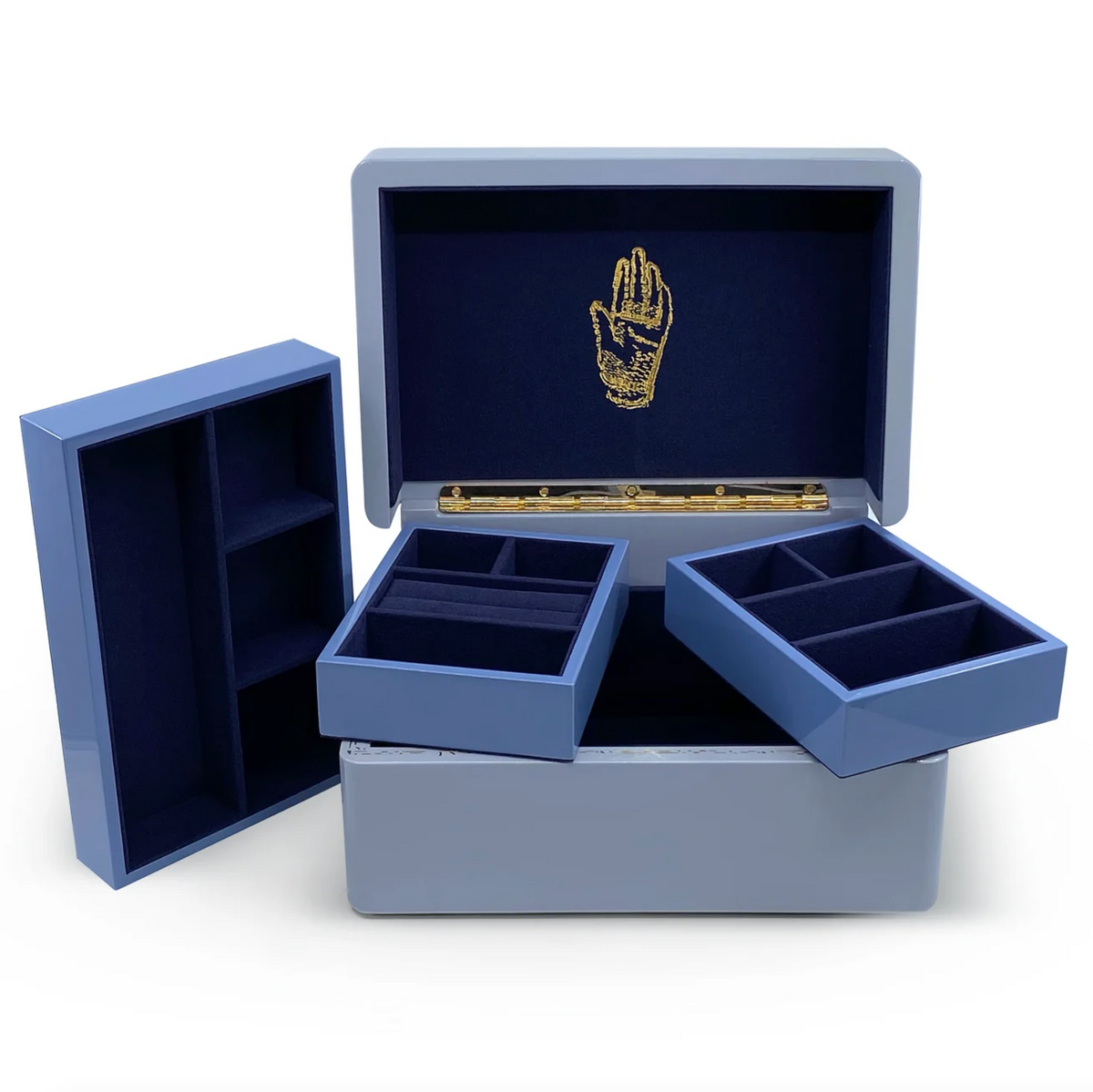 Mini Trunk Jewellery Box - Evening Blue