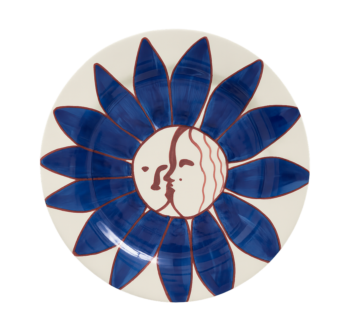 La Pittura Deep Blue Flower Plate