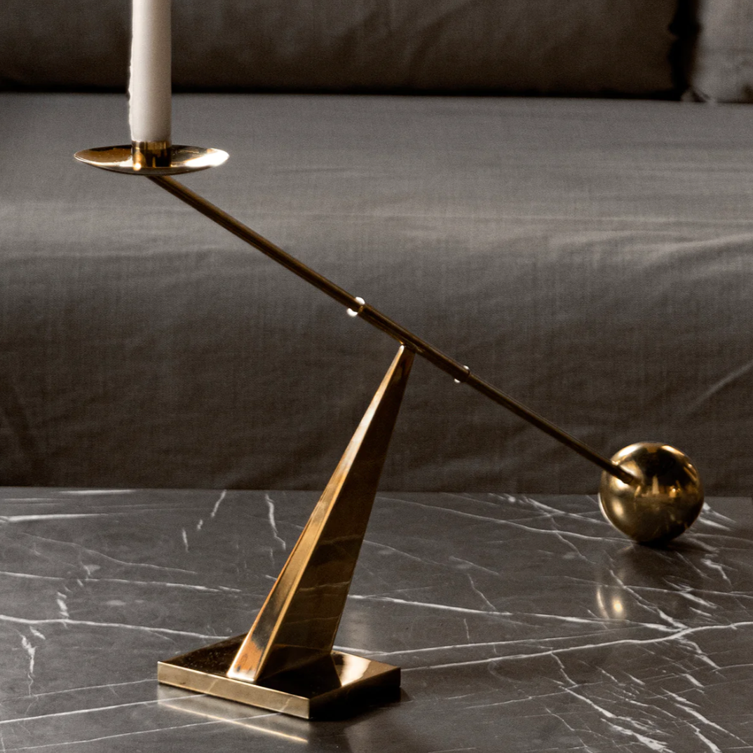 Interconnect Candle Holder -  Polished Brass