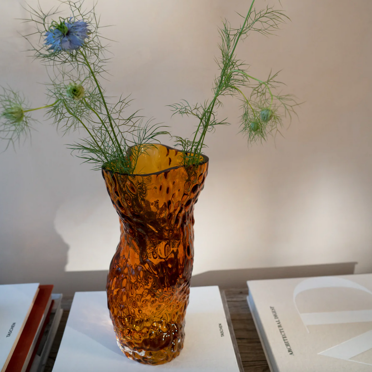 Ostrea Rock Glass Vase - Amber