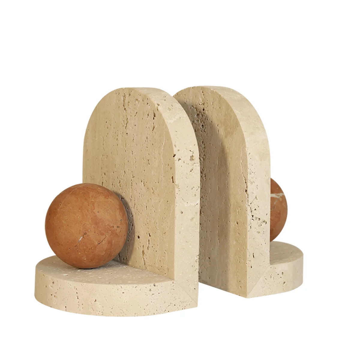 Blitz Marble Bookends - Travertine &amp; Coral