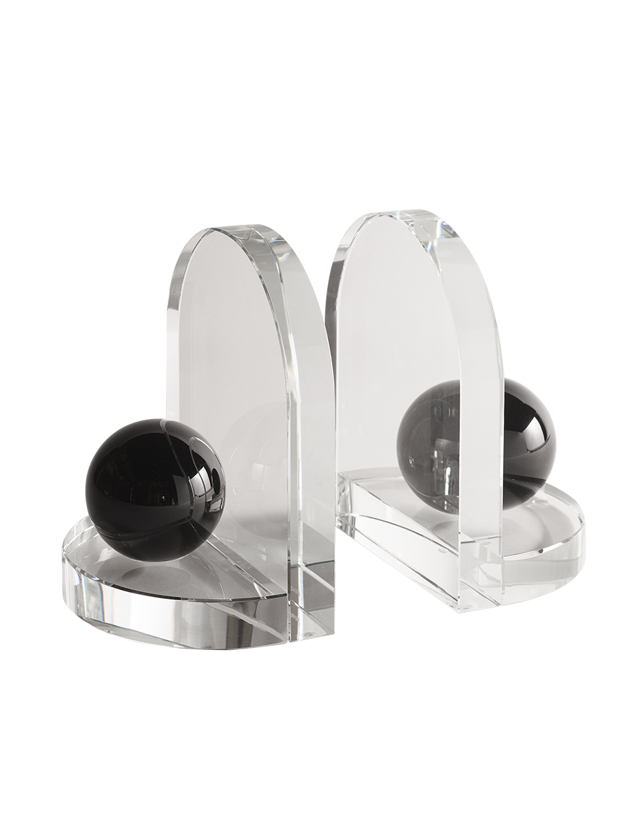 Blitz Crystal Bookends - Clear &amp; Black Onyx