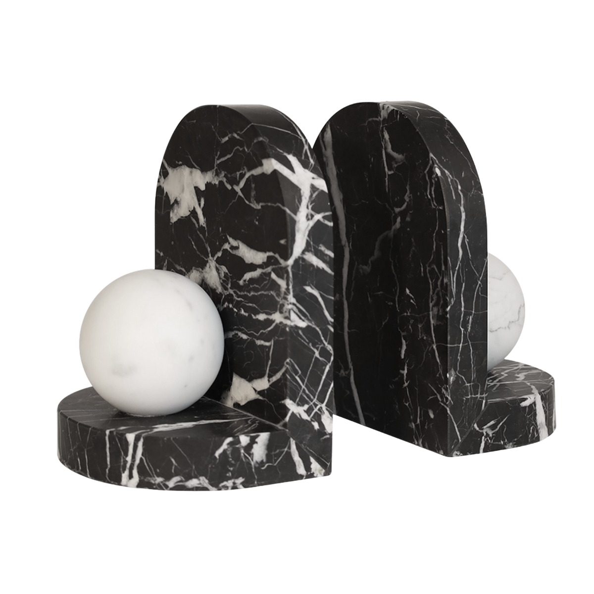 Blitz Marble Bookends - Nero &amp; Arabescato