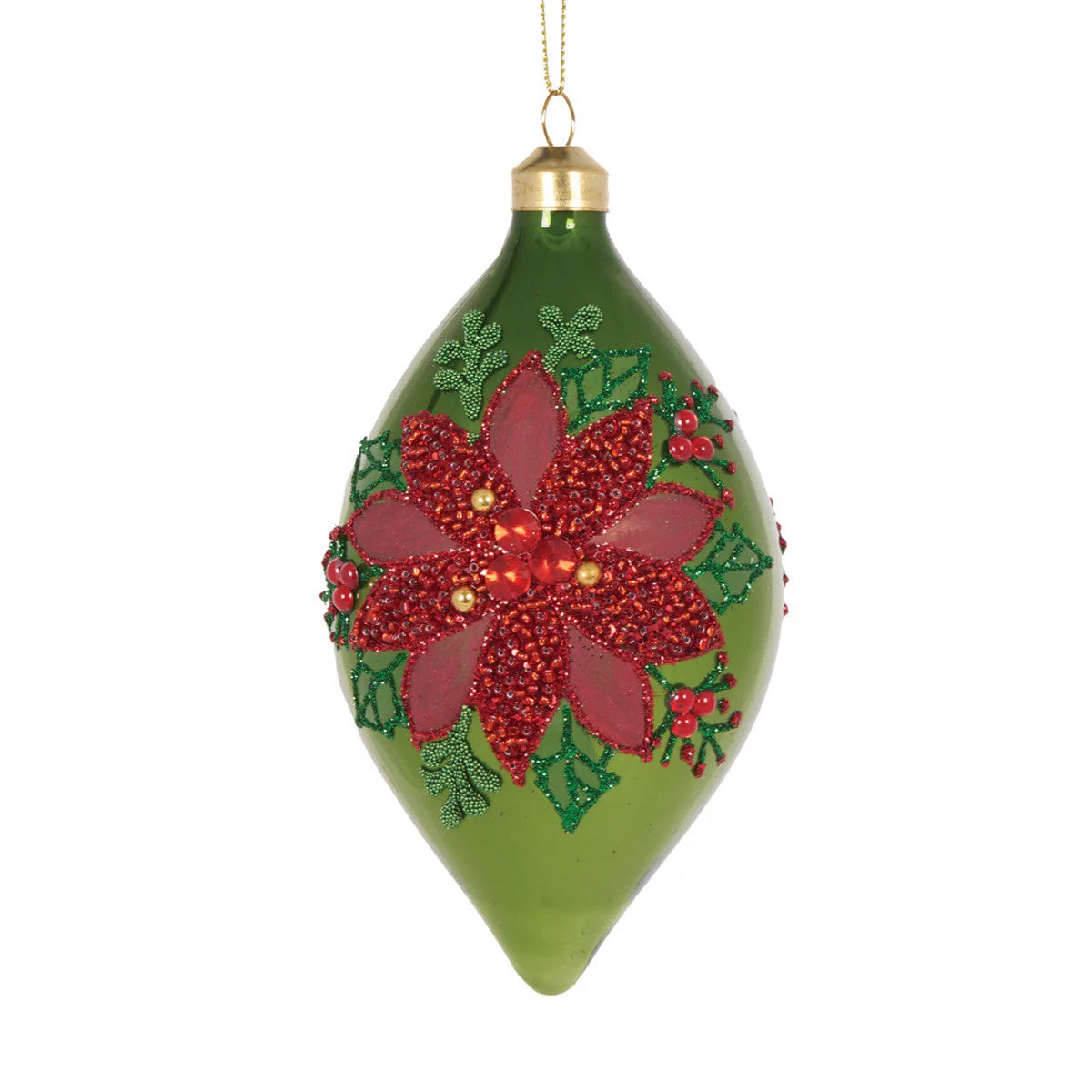 Elaborate Poinsettia Drop Bauble