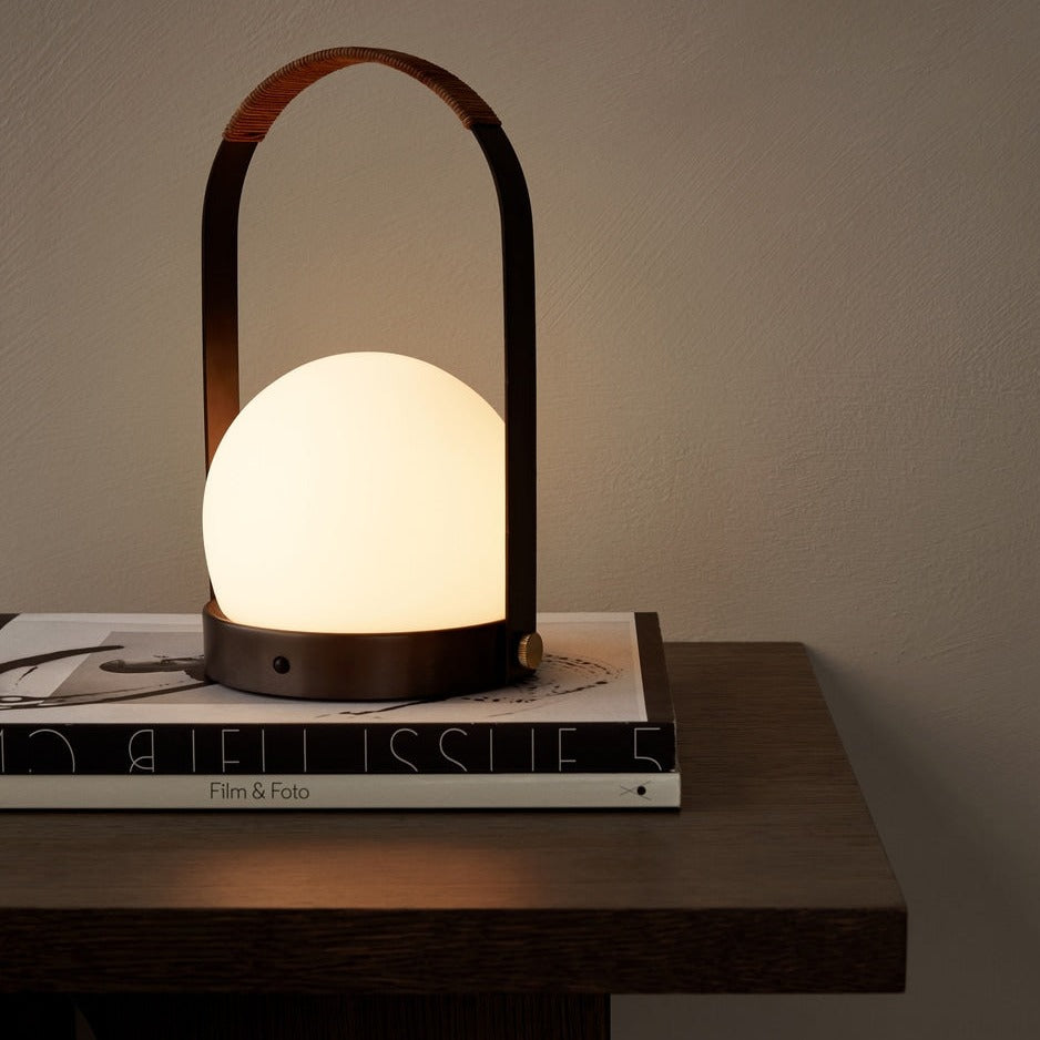Carrie LED Lamp - Bronzed Brass &amp; Leather