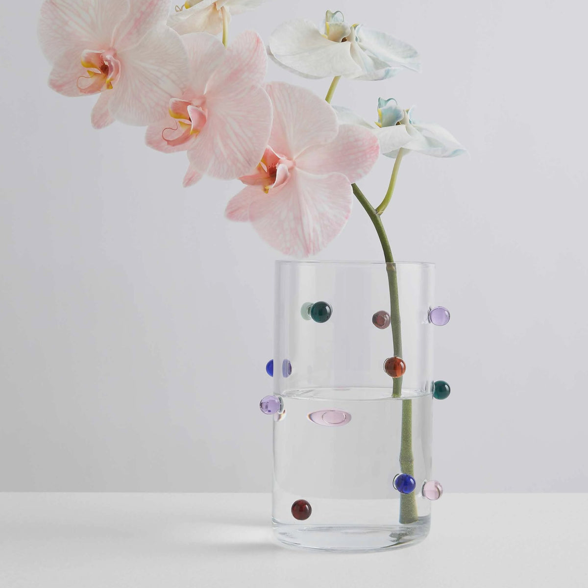 Pomponette Vase/Clear &amp; Multi