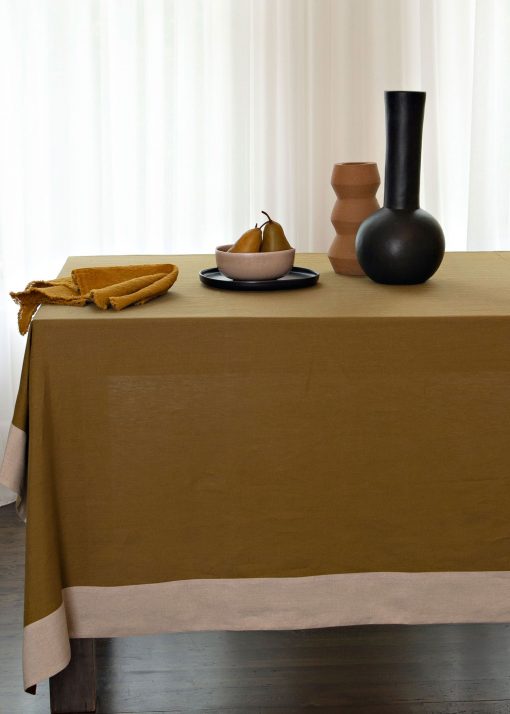 Table Cloth Olive with Natural 180 x330