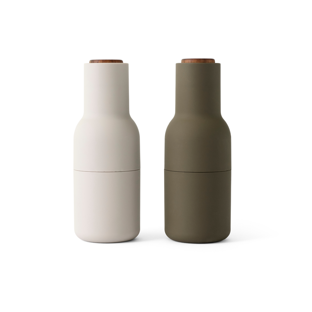 Bottle Grinder Set - Hunting Green/Beige with Walnut Lid by Audo Copenhagen
